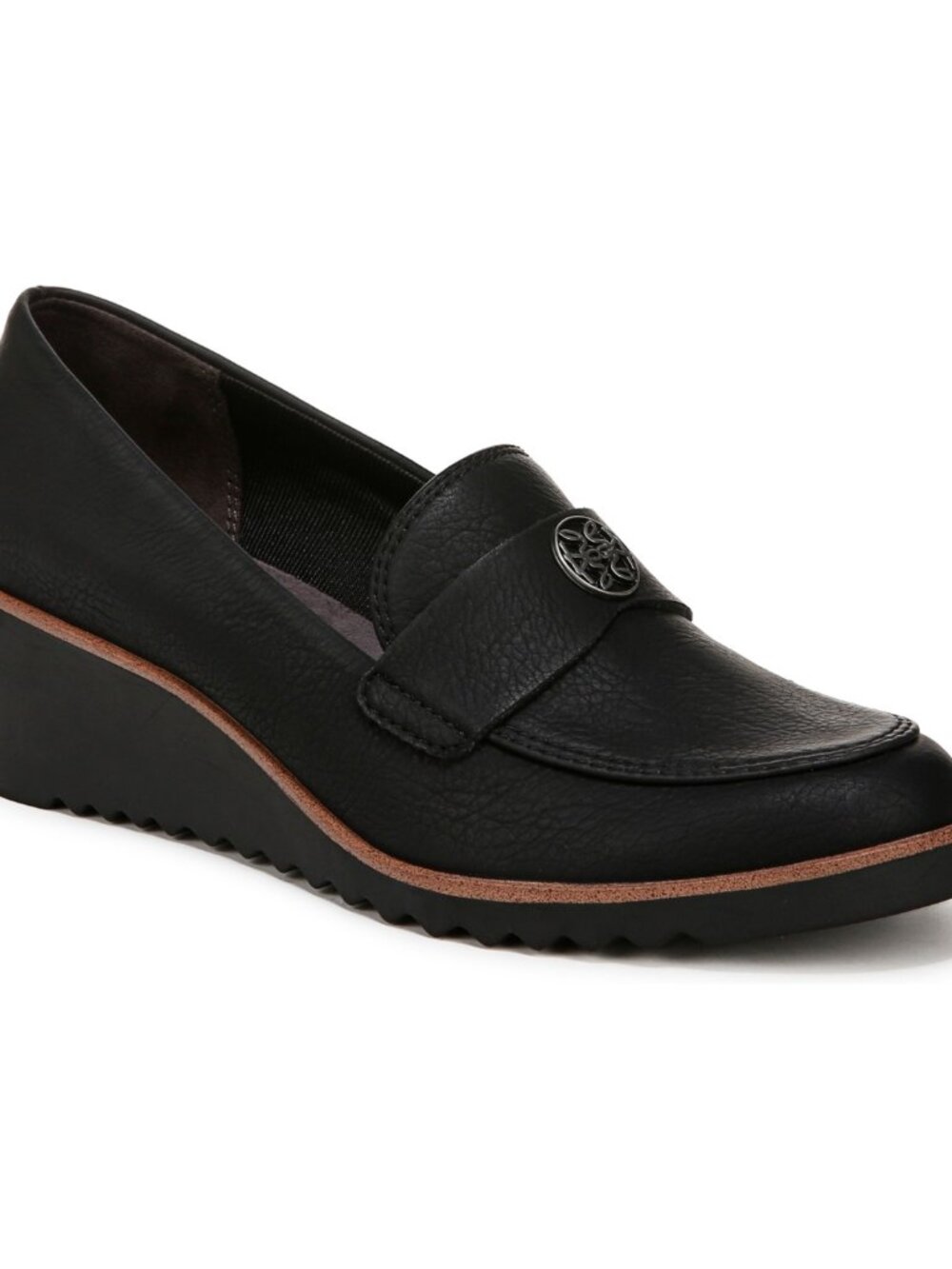 Lifestride Women's 10 Wide 'Black Faux" Zed Wedge Loafers NIB 65% off Retail